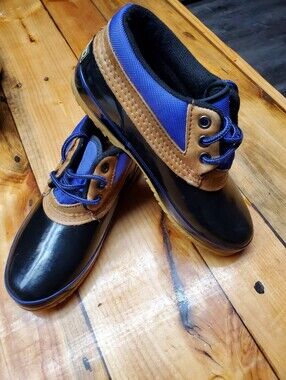 Lands' End Direct Merchants Vintage Duck Boots Blue Tan Fleece Lined Women's 7